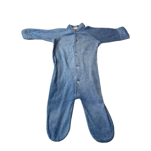Vintage 0-3 Months Newborn Unisex Small Steps Baby Sleeper Terry Cloth Blue - Picture 1 of 8